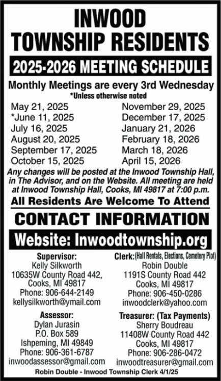 Official meeting schedule and contacts